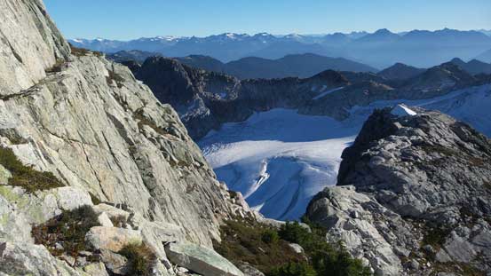 Looking across the south face down towards the glacier below