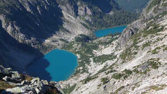 Also from Meslilloet NE1, looking down to a set of tarns below the glacier's drain