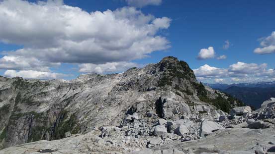 Following the ridge onwards there's one impressive bump in front