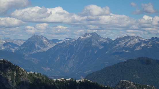 Old Pierre Mountain with Pukulkul Peak to its left. 