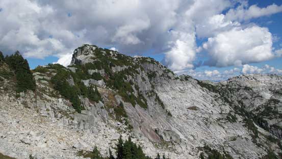 Further down the ridge, it's time to bail down the face