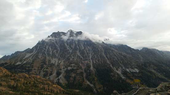 From Longs Pass, the south face of Mt. Stuart looms impressively in front