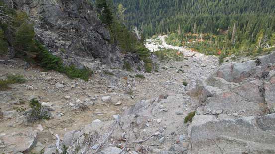 Entering the Cascadian Couloir now, looking down