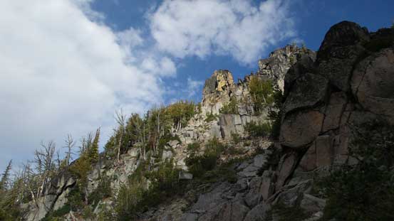 Looking sideways the terrain is still quite steep overall