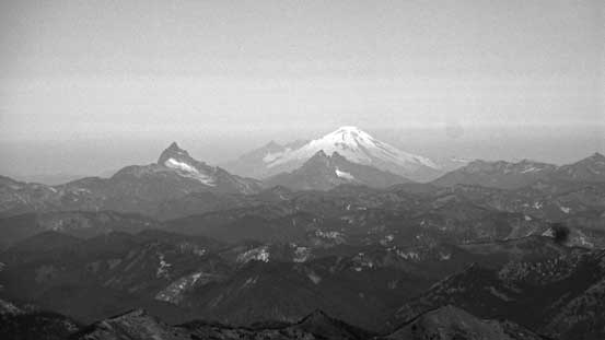 Mt. Baker with the "Matterhorn of the Cascades" - Sloan Peak, and Mt. Pugh in front. 