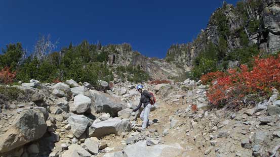 Descending that water course gully