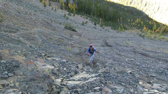 Plodding back up towards Longs Pass