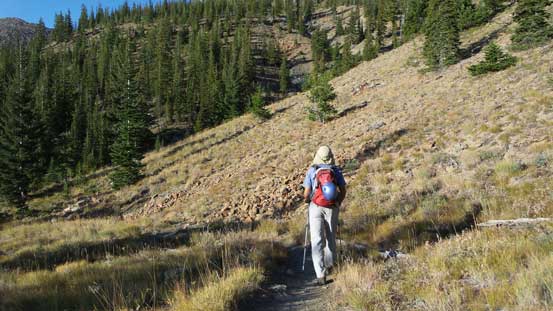 Descending the trail. 