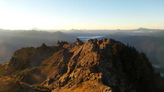 Looking back at the previous false summits from the true summit now.