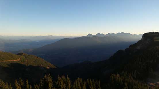 Looking over towards the distant Cheam Range, with Elk-Thurston Ridge in front
