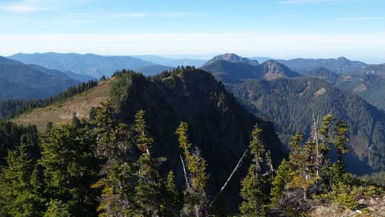 The highpoint in the foreground is already in Washington state. Bald Mountain behind