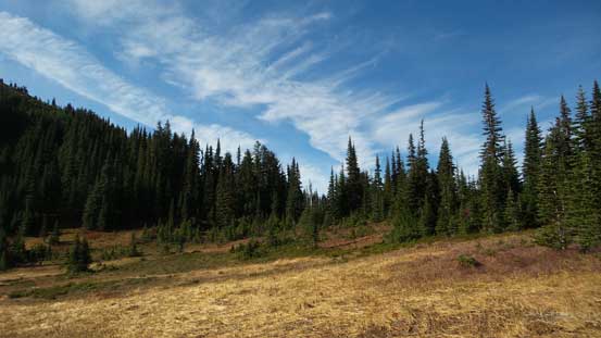 The col between "Old Baldy" and Church Mountain is a flat meadow