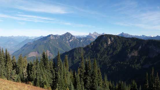Peaks on the east side of Tamihi Creek - Mt. McGuire, Border Peaks, Mt. Larabee.