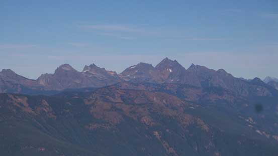 A zoomed-in view of the peaks on Cheam Range