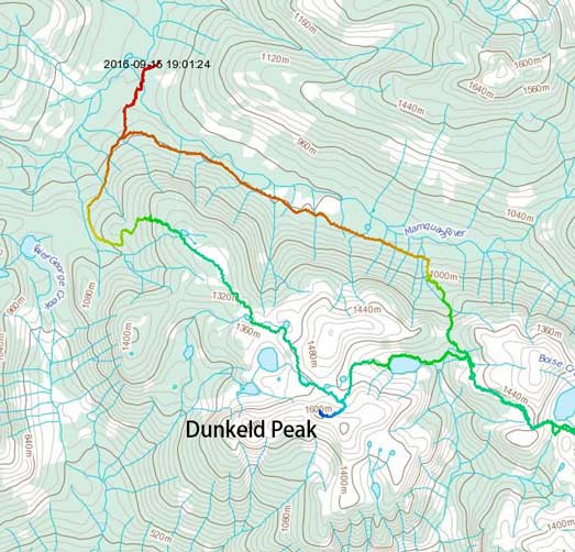 Dunkeld Peak ascent route