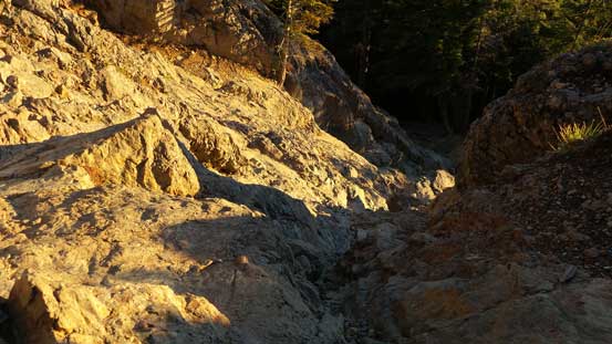Looking down from about 2/3 of the way up this gully