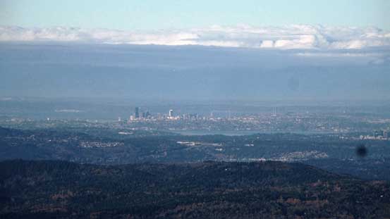 A zoomed-in view towards downtown Seattle