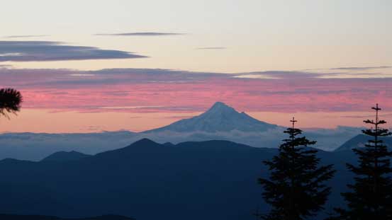 Mt. Hood looms on the southern horizon