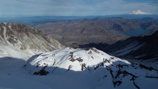 Looking into the crater. Lava Dome in the foreground