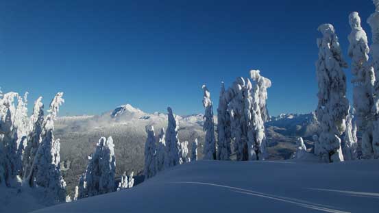 The bulk of Mt. Garibaldi massif looming behind