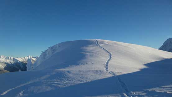 My tracks descending from the east buttress 