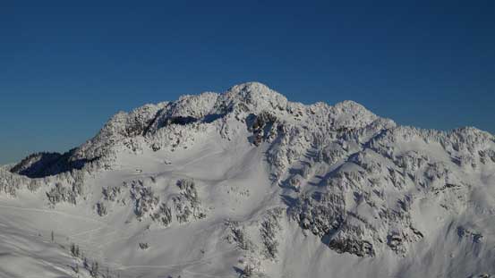 A closer look at the summit of Mt. Herman. 