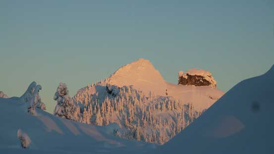 Alpenglow on Crown Mountain and the attached The Camel