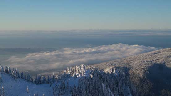 The low clouds lying on Burrard Inlet