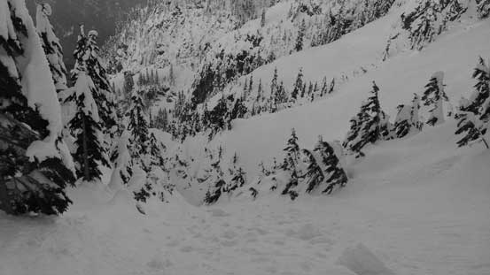 This was looking down from the traverse across the first bowl