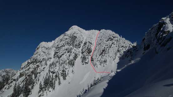 A review shot of the south couloir of Mt. Hanover