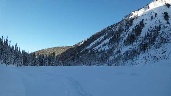Skinning across the very cold Darkside Lake