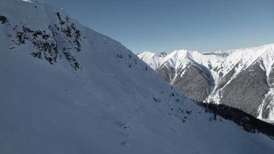 Looking sideways across towards north-west