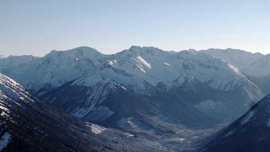 Gideon Peak and St. Jacobs Mountain down the Van Horlick Creek valley