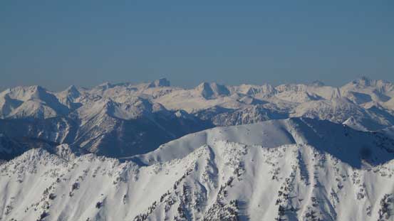 A sea of peaks looking north with Mt. Truax being the tallest that way