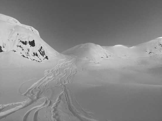 Looking back from partway down