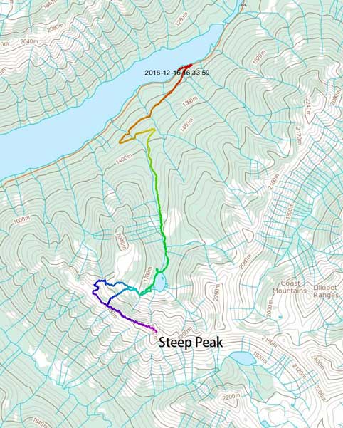 Steep Peak ski ascent route