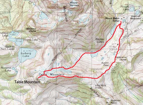 Table Mountain up East Ridge and down NE Slopes