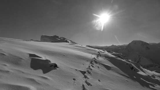 Traversing back across the ridge