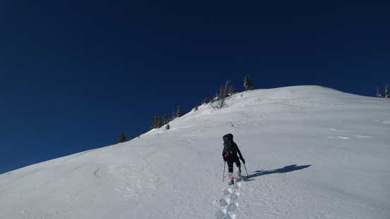 Al going up the steep slope towards the first bump. 