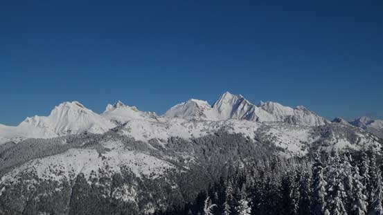 Panorama from Knight Peak to Foley Peak. 