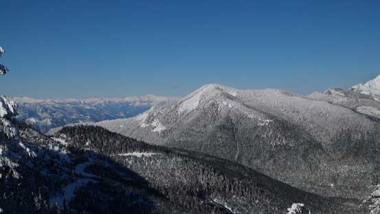 This forested bump is Mt. Archibald. 