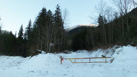 This is the start of Murdo Creek FSR. Had to strap the snowshoes on right away