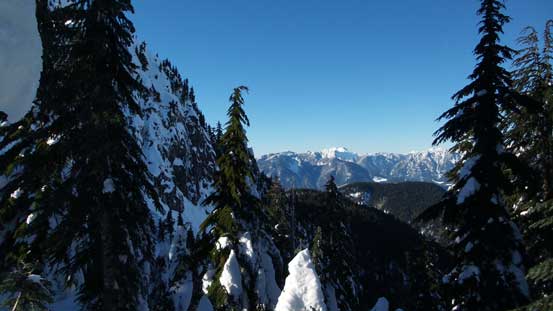 Looking sideways across the steep N. Face from NE Ridge