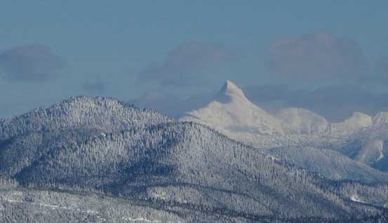 A very zoomed-in view of Mt. Urquhart