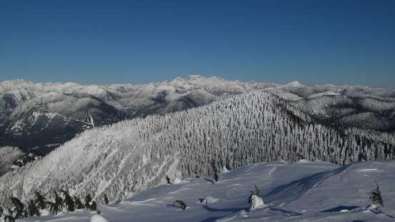 Looking over the north peak of St. Benedict towards Mt. Clarke area