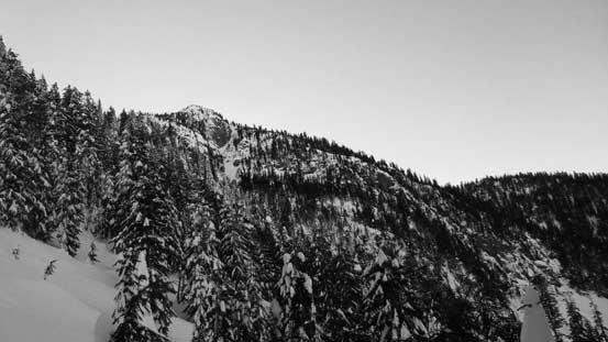 Plunging down the steep slope below the col, looking at the North Face