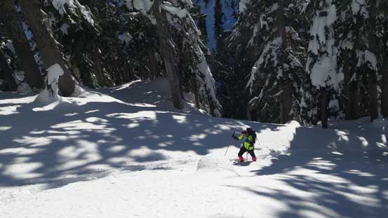 Going up the lower E. Ridge from Deeks/Windsor col
