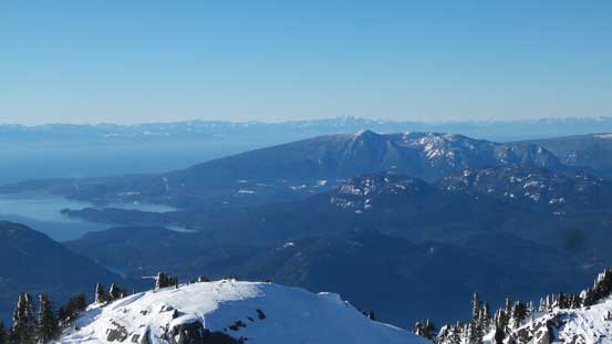 Looking over Mt. Elphinstone towards distant peaks by Vancouver Island