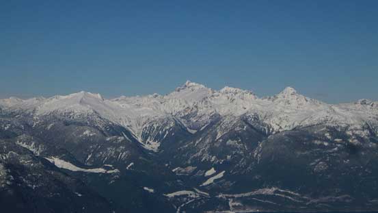 Panorama of Tantalus Range from Mt. Sedgwick to Alpha Mountain. Mt. Tantalus is the highest.