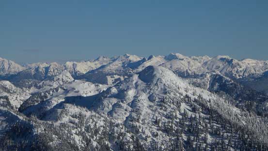 Looking over Capilano Mountain (foreground) towards the distant peaks by Stave Glacier